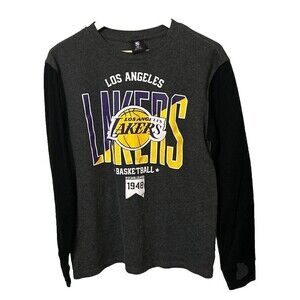 Los Angeles Lakers Men's M Black Long Sleeve T-shirt with Raised Lettering
